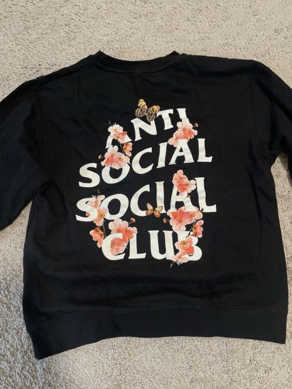 Anti Social Social Club Floral Print Crewneck Sweater Mens size Small